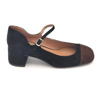 Bibilou 711z32 decollete cinturino caviglia camoscio nero-testa moro t. 5cm 5/6