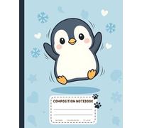 BibiPi Cute Penguin Composition Notebook - Student Planner & Organizer for School: 110 Pages, 7.5x9.25" - Features "All About Me," Daily Schedule, Contacts, & Important Dates for Kids & Teens