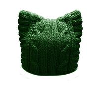 BIBITIME Berretto da donna fatto a mano a maglia con orecchie di gatto, Adult-erba Verde, Taglia unica