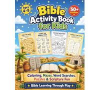 Bible Activity Book for Kids: Ages 4-8: 50+ Large Print 8.5 x 11 Coloring Pages, Mazes, Tracing, Counting, Puzzles, and Scripture Fun
