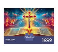 Bible And Cross Puzzle in Cartone Extra Spesso Da 1000 Pezzi, Open Book & Cross, Regalo Divertente, Attività, Decorazione Casa, Hobby, Tempo Libero 52x38cm/1000pcs