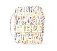 Bible Cover Bag - 25x20.3x7.62cm Bible Tote, Cute Floral Letter Compartment Bibles Totes, Quilted Carrying Pouch | For Women Teenagers Girls Notebooks College Workplace Church Travel Casual Daily
