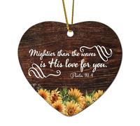 Bible Heart Ceramic Christmas Ornaments Mightier Than The Waves Is His Love for You Salmo 93:4 Ornamenti Decorazioni invernali per albero di Natale Ricordo di Natale Memoriale da collezione Capodanno