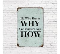 Bible Quotes Rust Vintage Tin Signs Inspirational Quotes He Who Has a Why Can Endure Any How Targa in alluminio elegante in metallo per la decorazione della casa come regalo stagionale per amico
