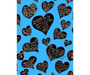 Bible Scripture Hearts, Blue And Black, Motivational Words From God, 200 Unlined, Floral Detailed Page, 8x11, Hardcover Journal, Art Pad, Sketchbook, ... By: Artist Mary Elisabeth Linder @ MaryEMade