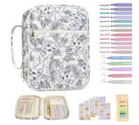 Bible Study Kit For Women - Learning Tools With Case | Journaling Accessories Set | Floral Cotton Storage Bag Highlighters Pens Bookmarks Labels Organizer Gift For Girls School Beginner Adult