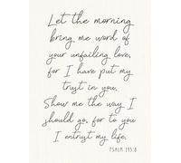 Bible Verse Wall Decor - Psalm 143:8 “Morning Bring Me Word” Canvas Art - Framed Christian Scripture Print for Gift, Bedroom, or Worship Space(Framed,16x24inch(40x60cm))