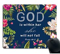 Bible Verses God Is Within Her She Will Not Fall Psalm 46:5 Tappetini Mouse Liscio Tappetini per Il Mouse Confortevole Mousepad per Laptop Casa Lavoro 25X30Cm