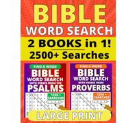 Bible Word Search Large Print: 2 Books in 1 with Verses from Psalms and Proverbs, 2500+ Searches with One Puzzle Per Page and Full Solutions Included