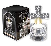 Biblegifts Portacandele votivo, alto 10,2 cm, in vetro, con croce, regalo religioso per il culto, fonte di acqua santa, include candela, trasparente