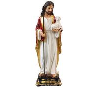 Biblegifts - Statua fiorentina di Gesù Buon Pastore, 13 cm, design tradizionale italiano, in resina, con scritta in inglese "Cristo che trasportano Baby Lamb Gold Collection in confezione da