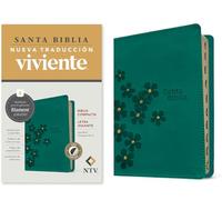 Biblia compacta NTV, letra gigante con Filament: Sentipiel, Turquesa Floral, Índice, Letra Roja Con Índice Pulgar, Con Marcador De Cinta