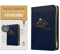 Biblia compacta NTV, letra gigante de zíper con Filament: Sentipiel, Azul, Letra Roja