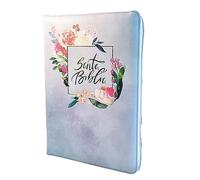 Biblia Letra Gigante para Mujer Manual 14 puntos con cierre RV1960 violeta floral con indice