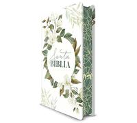 Biblia RVR 1960 letra grande tamaño manual, tapa dura con flores blancas / Spani sh Bible RVR 1960 Handy Size Large Print Hardcover White with white flowers