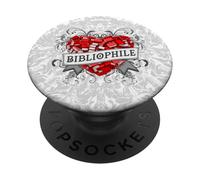 Bibliophile Book Lover Bibliotecario Tatuaggio Cuore Bianco PopSockets PopGrip Adesivo