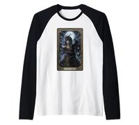 Biblioteca al Chiaro di Luna The Reader Dragon Tarot Fantasy Maglia con Maniche Raglan