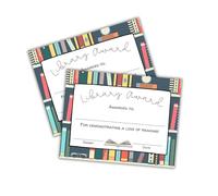 Biblioteca Award Certificato di apprezzamento libri leggere scuola | 50 pezzi 21,6 x 27,9 cm carta per la scuola più migliorata dispense lettore maggior parte dei libri letti bibliotecario nastri