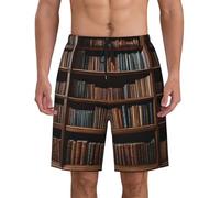 Biblioteca Libreria Libro Spiaggia Corto per gli Uomini Poliestere Pelle di Pesca Ad Asciugatura Rapida Tronchi Piscina Costumi Da Bagno
