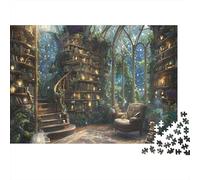Biblioteca Magica nella Foresta Puzzle 1000 Pezzi Carta per Adulti Stanza dei Libri Incantata Notte Relax Decorazione Regalo Famiglia 52x38cm/1000pcs
