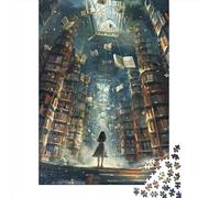Biblioteca Mistica Ragazza Puzzle 1000 Pezzi Carta per Adulti Scena Fantastica dei Libri Puzzle per Adulti Relax Interazione Famiglia Decorazione Regalo 52x38cm/1000pcs