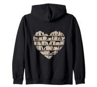 Biblioteca per Amanti del Libro di Lettura a Forma di Cuore Felpa con Cappuccio