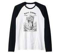 Bibliotecario Patrono San Girolamo Libro Lettore Bibliotecario Libro Maglia con Maniche Raglan