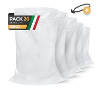 BIBODU Sacchi per Macerie (20 UNITÁ) | 55 x 95cm - Resistente (55 kg) e Riutilizzabile | Sacchi in Polipropilene | Perfetto per Sabbia, Terra, Giardino, Edilizia e Foglie