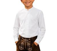 BIBOKAOKE Camicia a maniche lunghe per bambini con colletto alto e dettagli a pistagno, maglia festosa in stile rustico per comunione e matrimonio, bambini e visitatori del prato