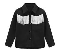 BIBOKAOKE Camicia a maniche lunghe per bambini, con frange, stile cowboy, per il tempo libero, elegante, confortevole, vestibilità casual, ideale per feste, attività all'aperto, vita quotidiana