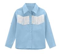 BIBOKAOKE Camicia a maniche lunghe per bambini, con frange, stile cowboy, per il tempo libero, elegante, confortevole, vestibilità casual, ideale per feste, attività all'aperto, vita quotidiana