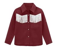 BIBOKAOKE Camicia a maniche lunghe per bambini, con frange, stile cowboy, per il tempo libero, elegante, confortevole, vestibilità casual, ideale per feste, attività all'aperto, vita quotidiana