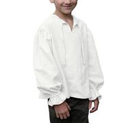 BIBOKAOKE Camicia medievale da ragazzo, a maniche lunghe, costume da pirata, con volant, casual, per cosplay, a maniche lunghe, casual, per teatro, alla moda