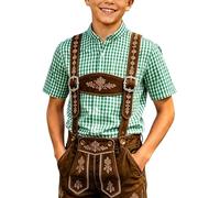 BIBOKAOKE Camicia per bambini, a maniche corte, colletto alto, a quadretti, tradizionale, bavarese, classica, confortevole, traspirante, per feste, feste popolari, scuola, tempo libero
