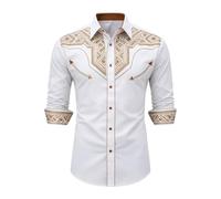 BIBOKAOKE Camicia western da ragazzo, a maniche lunghe, con stampa 3D, stile cowboy, per bambini, casual, per il tempo libero, look western, con bottoni, per feste e carnevale