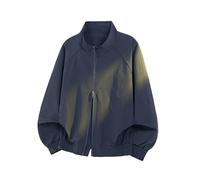 BIBOKAOKE Giacca da uomo con colletto alto, design oversize con chiusura lampo e maniche larghe, comoda giacca bomber casual per il tempo libero e look urbano streetwear, Stil#q04 blu navy, L