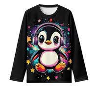 BIBOKAOKE Maglietta a maniche lunghe da ragazzo con stampa a testa di pinguino, con scollo rotondo, vivace maglietta per il tempo libero per tutti i giorni e il gioco