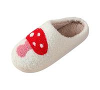 BIBOKAOKE Pantofole da donna per San Valentino, con punta chiusa, foderate in pile, antiscivolo, con suola morbida, Stile E03 Rosso, 43 EU