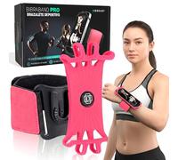 BIBRABY Super braccialetto mobile in esecuzione | Supporto universale per cellulare regolabile a braccio e polso | Accessori antiscivolo | Corsa Camminare Palestra | Phones fino a 7'' (Rosa)