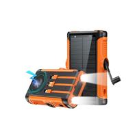 BIBRABY Super Power Bank Solar Wireless 3 in 1 da 26800 mAh + manovella per ricarica di emergenza + 5 porte di ricarica rapida 22,5 W | caricatore solare | caricatore portatile | batteria solare