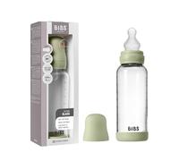 BIBS Biberon in vetro, 120 ml, confezione da 1, Sage | Anti-colica | Tettarella in silicone | Flusso lento | Adatto all’allattamento | Prodotto in Danimarca | Tettarella BIBS