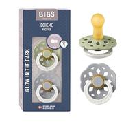 BIBS Boheme GLOW Ciuccio, 0-6 mesi, confezione da 2, Sage/Cloud