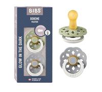 BIBS Boheme GLOW Ciuccio, 6-18 mesi, confezione da 2, Sage/Cloud