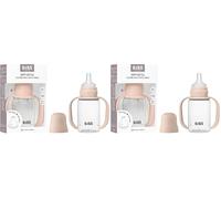 BIBS Borraccia Educativa 150 ml - Bicchiere Antigoccia con Manici Facili da Afferrare & Beccuccio Morbido in Silicone - Tazza Allenamento Senza BPA per Neonati (0+ Mesi) - Blush (Confezione da 2)
