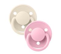 Bibs - Ciuccio De Lux Rotondo Silicone Avorio/Rosa Cipria 0-36 m Taglia Unica Confezione 2 Pezzi