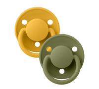 Bibs - Ciuccio De Lux Rotondo Silicone Miele/Oliva 0-36 m Taglia Unica Confezione 2 Pezzi