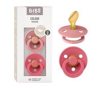 BIBS Colour Anatomical, Set di 2 ciucci, succhietto senza BPA, Tettarella anatomica. Lattice di gomma naturale, Prodotto in Danimarca/UE, Taglia 2 (6-18 mesi), Dusty Pink/Coral