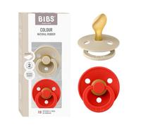 BIBS Colour Anatomical, Set di 2 ciucci, succhietto senza BPA, Tettarella anatomica. Lattice di gomma naturale, Prodotto in Danimarca, Taglia 2 (6-18 mesi), Vanilla/Candy Apple