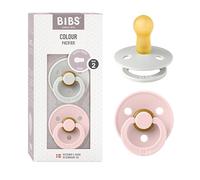 BIBS Colour Ciuccio confezione da 2 pezzi. Privo di BPA, Tettarella tonda. Lattice di gomma naturale, Misura 2 (6-18 mesi), Haze/Blossom