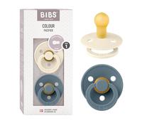 BIBS Colour - Ciuccio a forma di ciliegia, senza BPA, in gomma naturale e lattice, prodotto in Danimarca, 0-6 mesi, confezione da 2 pezzi, colore: avorio/petrolio